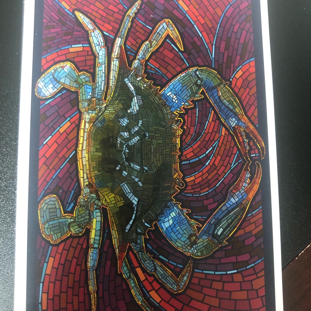 Lantern Press, Blue Crab, Paper Mosaic, Postcard